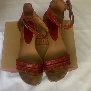 PIKOLINOS NATURALLY GOOD SANDIA FARBE COLOR (red) LEATHER SANDALS SIZE 41